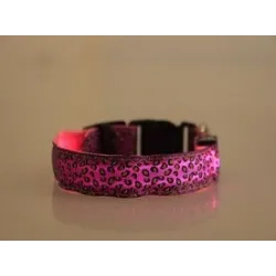 LED-Hundehalsband - Safety Night Walk - bunter Leoparden-Print