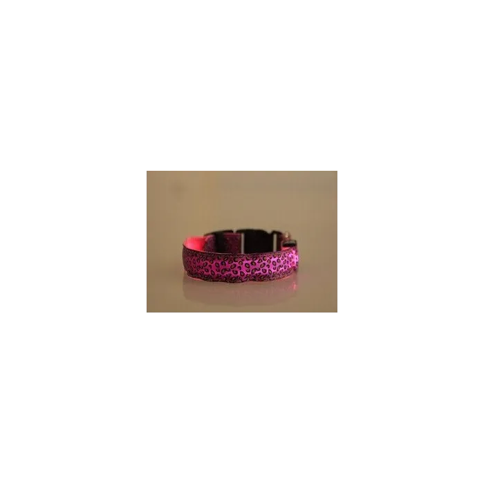 LED-Hundehalsband - Safety Night Walk - bunter Leoparden-Print