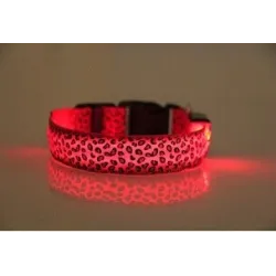 LED-Hundehalsband - Safety Night Walk - bunter Leoparden-Print