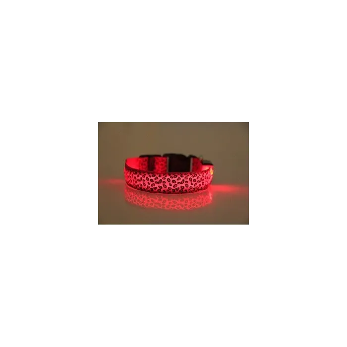 LED-Hundehalsband - Safety Night Walk - bunter Leoparden-Print
