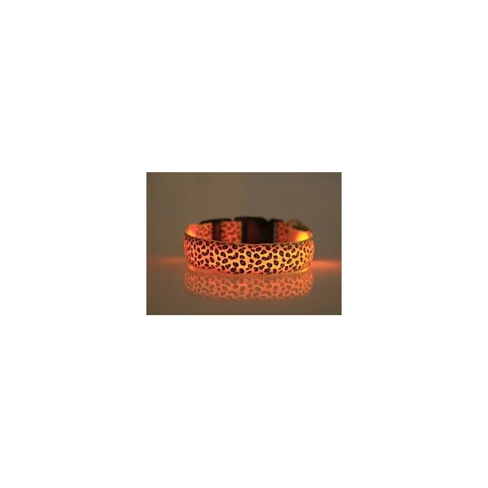 LED-Hundehalsband - Safety Night Walk - bunter Leoparden-Print