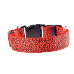 LED-Hundehalsband - Safety Night Walk - bunter Leoparden-Print