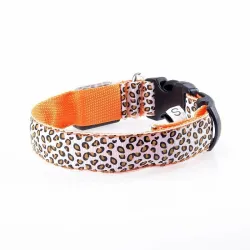 LED-Hundehalsband - Safety Night Walk - bunter Leoparden-Print