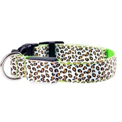 LED-Hundehalsband - Safety Night Walk - bunter Leoparden-Print
