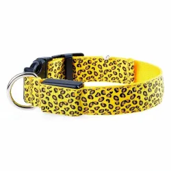 LED-Hundehalsband - Safety Night Walk - bunter Leoparden-Print