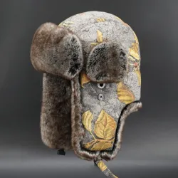 Militær varm vinterlue - med hørselsbeskyttelse - ull / tykk pels - russisk ushanka