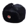 Herre bomberhat - sort russisk ushanka - med øreklapper - pels / læder
