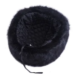 Herre bomberhat - sort russisk ushanka - med øreklapper - pels / læder