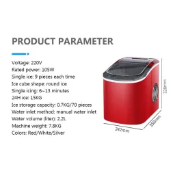 Automatische elektrische Mini-Eismaschine - Eiswürfelbereiter - 15 kg/24H - 220V