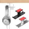 Suporte duplo para fone de ouvido - gancho de alumínio - sob a mesa / montado na parede