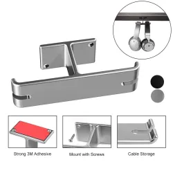 Support double pour casque - crochet en aluminium - sous le bureau / fixé au mur