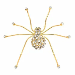 Aranha de cristal de ouro - broche