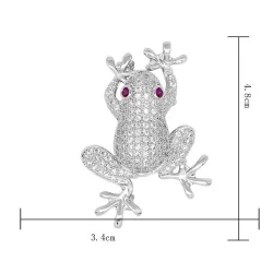 Grenouille en cristal d'argent - broche vintage