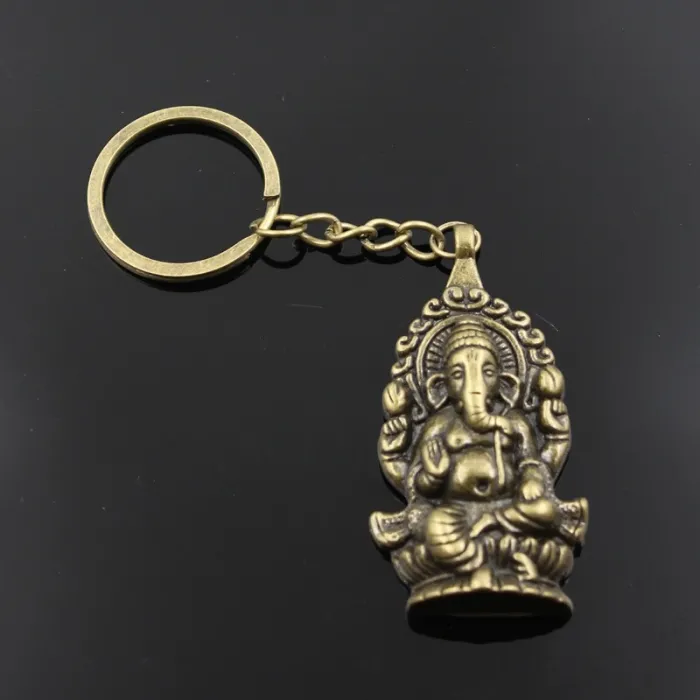 Vintage Ganesha Buddha elephant keychainKeyrings