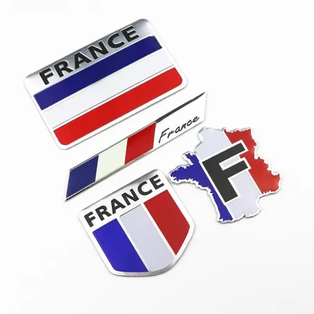 3D aluminium bil klistremerke - fransk flagg