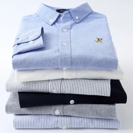Camicia classica in cotone a maniche lunghe - tinta unita / righe - logo ricamato