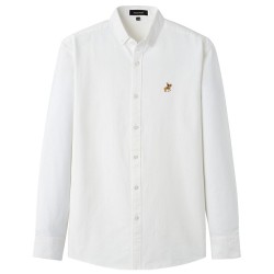 Klasyczna bawełniana koszula z długim rękawem - gładka / paski - haftowane logoT-shirt