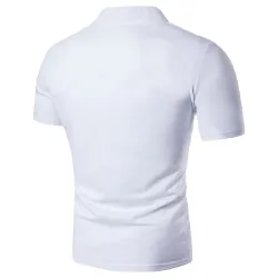 T-shirt elegante de manga curta - gola aberta - mangas estampadas