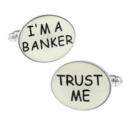 GemelosGemelos para camisa ovalados de latón - "I'M A BANKER TRUST ME"