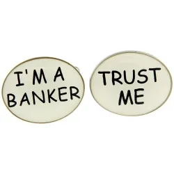 Boutons de manchette ovales en laiton - "I'M A BANKER TRUST ME"