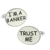 GemelosGemelos para camisa ovalados de latón - "I'M A BANKER TRUST ME"