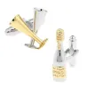 Silver-gold cufflinks - champagne bottle / champagne glassesCufflinks