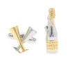 Silver-gold cufflinks - champagne bottle / champagne glassesCufflinks