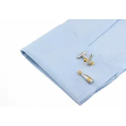 Silver-gold cufflinks - champagne bottle / champagne glassesCufflinks