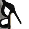 Sandales sexy à talons hauts - escarpins jusqu'à la cheville - évidées - avec strass - fermeture éclair au dos