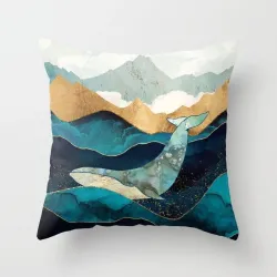 Housse de coussin déco - montagnes géométriques / soleil - 45*45 cm