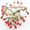BrochesCoral rojo con perla - broche de oro