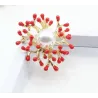 Red coral with pearl - gold broochBrooches