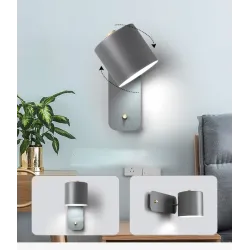 ApliquesLámpara de pared LED - estilo nórdico moderno - cabeza giratoria - con interruptor
