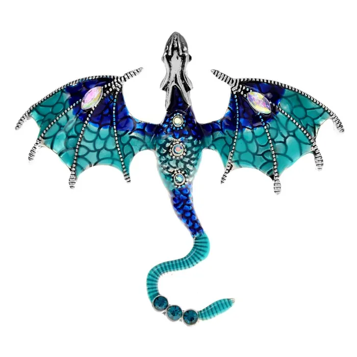 Krystal emalje dragebroche