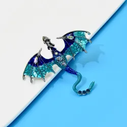 Krystal emalje dragebroche