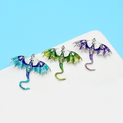 Krystal emalje dragebroche