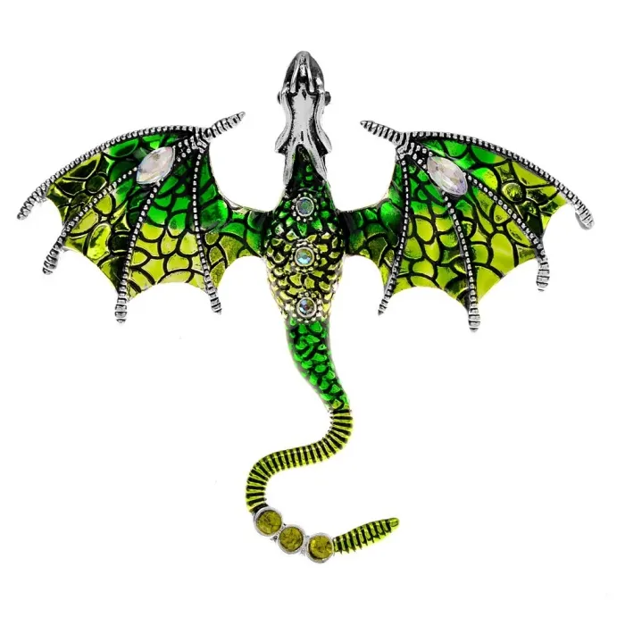 Krystal emalje dragebroche