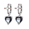 Runde sølv øreringe - kryds - sort krystal dingle hjerte - 925 sterling sølv