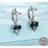 Round silver earrings - cross - black crystal dangle heart - 925 sterling silverEarrings