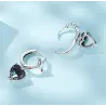 Round silver earrings - cross - black crystal dangle heart - 925 sterling silverEarrings