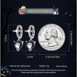 Runda silverörhängen - kors - svart crystal dingla hjärta - 925 sterling silver