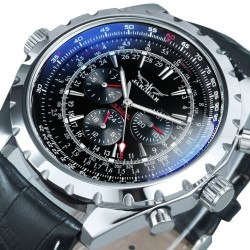JARAGAR - montre mécanique automatique - 3 sous-cadrans - bracelet cuir