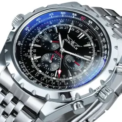 JARAGAR - orologio meccanico automatico - 3 contatori - acciaio inossidabile