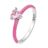 AnillosCorazón de circón rosa / circón cuadrado azul - anillo de plata de ley 925