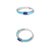AnillosCorazón de circón rosa / circón cuadrado azul - anillo de plata de ley 925