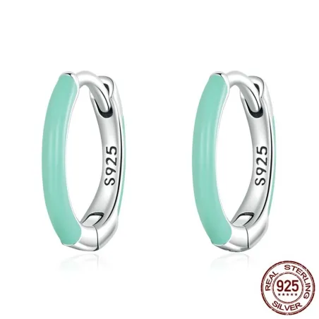 AretesPendientes aro pequeños - doble color verde - plata de ley 925