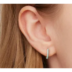 Små ringörhängen - dubbel grön färg - 925 sterling silver