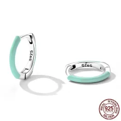 Små ringörhängen - dubbel grön färg - 925 sterling silver