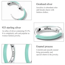 Små ringörhängen - dubbel grön färg - 925 sterling silver