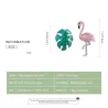 925 sterling sølv øredobber - rosa flamingo / grønt blad